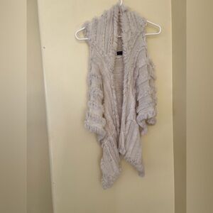 Love Token Cream Rabbit Fur Women's Sleeveless Poncho